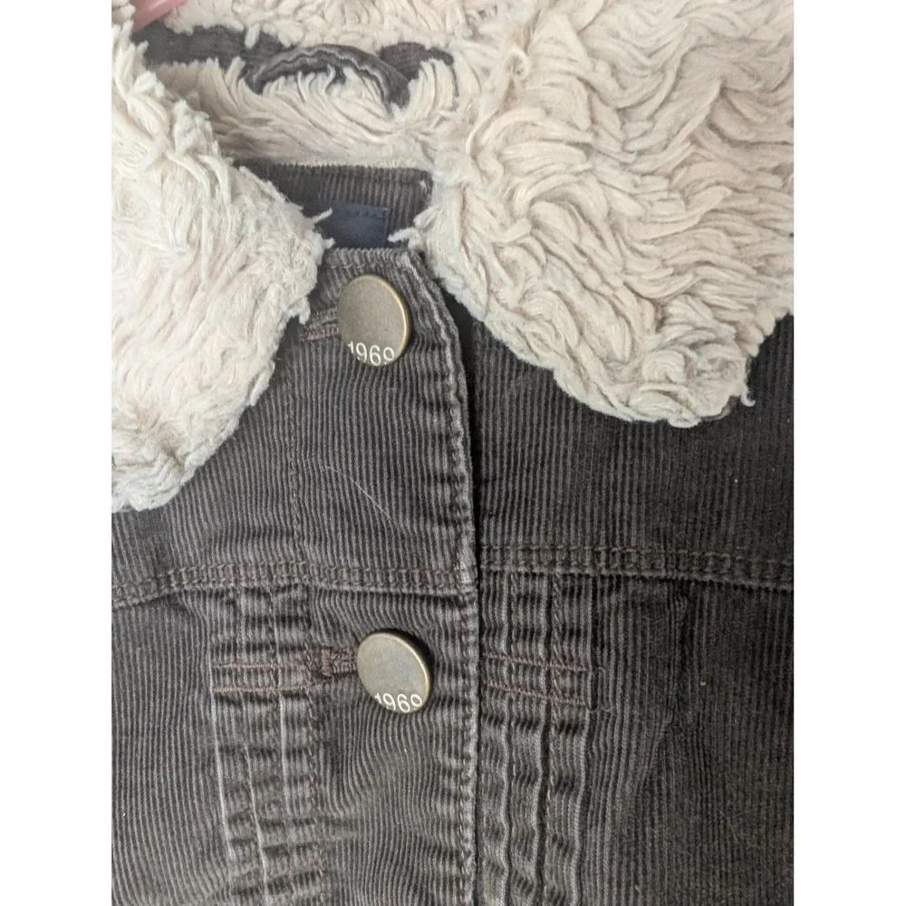 GapKids 1969 Corduroy Sherpa Lined Trucker Jacket‎ Brown Grey Kids Medium 8